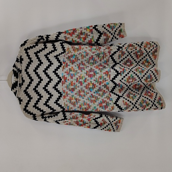 Debut Small Aztec Open Front Cardigan Sweater Black Multicolor - Picture 5 of 5